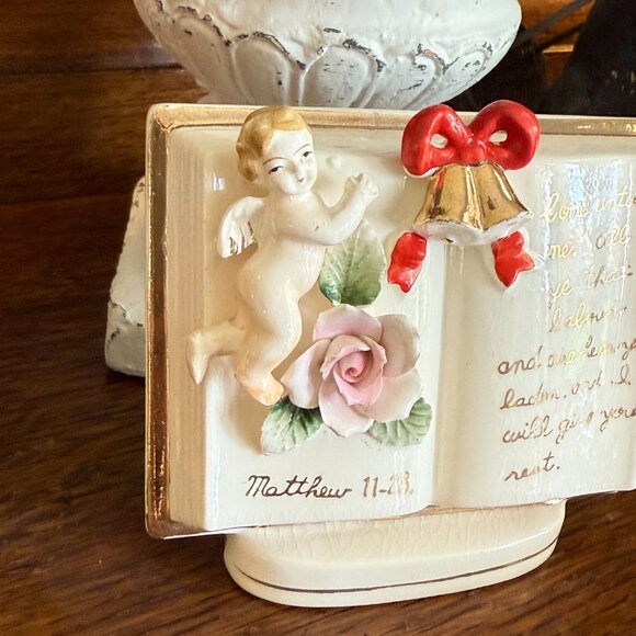 Vintage porcelain book with 3D angel made in Japan - Picture 5 of 13